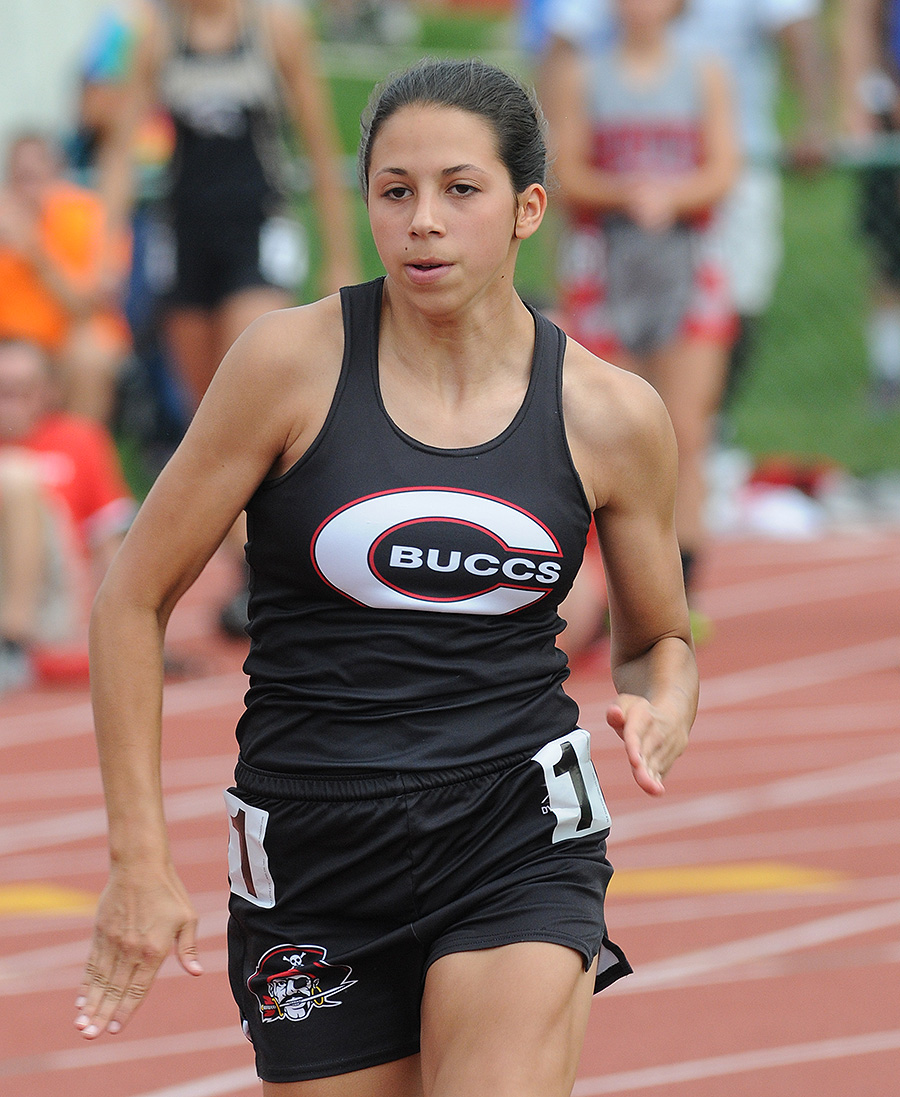 Breanna Kimmel runs in the 100 meter dash at state.